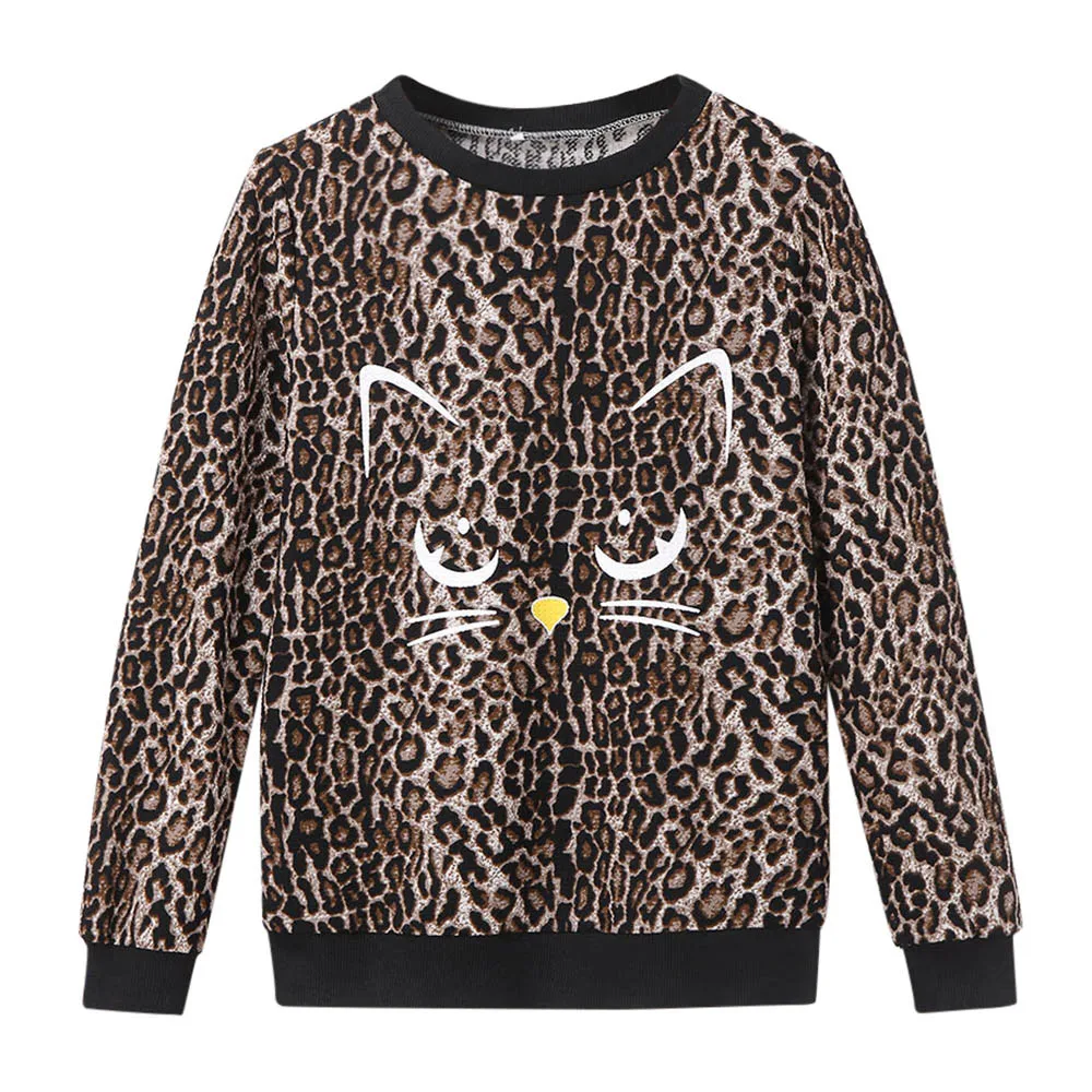 S-3XL новый свитер Для женщин шею осень Зимний пуловер Женская обувь принт кошка основные Блузка с длинными рукавами Топы #4