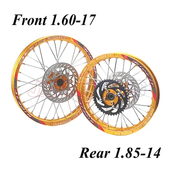 

Front 1.60-17 Rear 1.85-14 inch Alloy Wheel Rim with CNC Hub brake disc For KAYO HR-160cc TY150CC Dirt Pit bike 14/17 inch wheel