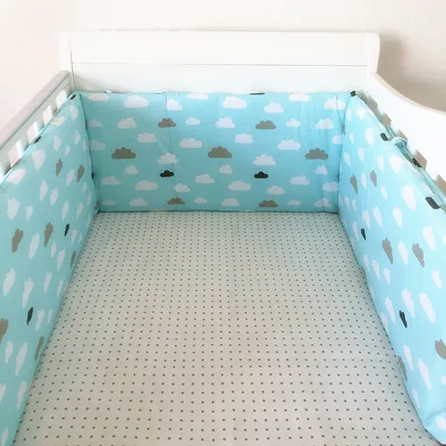 Хлопчатобумажные колготки для новорожденных, для малышей Детская кроватка бампер наборы волны из высококачественного хлопка, состоящий из кроватки Детские бамперы в Защита для кроватки для девочек и мальчиков 120*2 шт - Цвет: Blue cloud