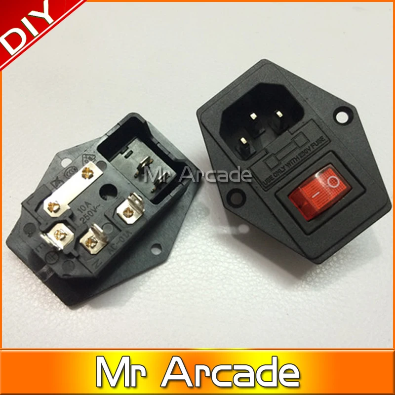 

Free shipping Switch Assembly HIGH QUALITY NEW 10A 250V Inlet Module Plug Fuse Switch Male Power Socket 3 Pin IEC320 C14
