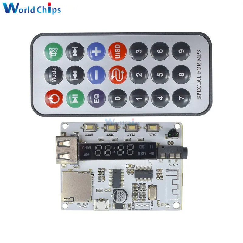 Цифровой светодиодный дисплей беспроводной Bluetooth FM MP3 декодирующая плата TF Micro SD