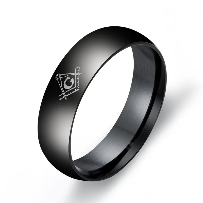 

6mm Freemasons Ring Masonic Rings For Men Women Gold Silver Black 316L Stainless Steel Charms Freemasonry fashion Jewelry