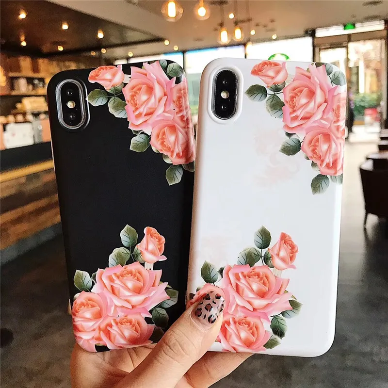 Retro Flowers Phone Case For iphone XS Max X XR 6 S 7 8 Plus Back Cover Fashion IMD Cases Capa |