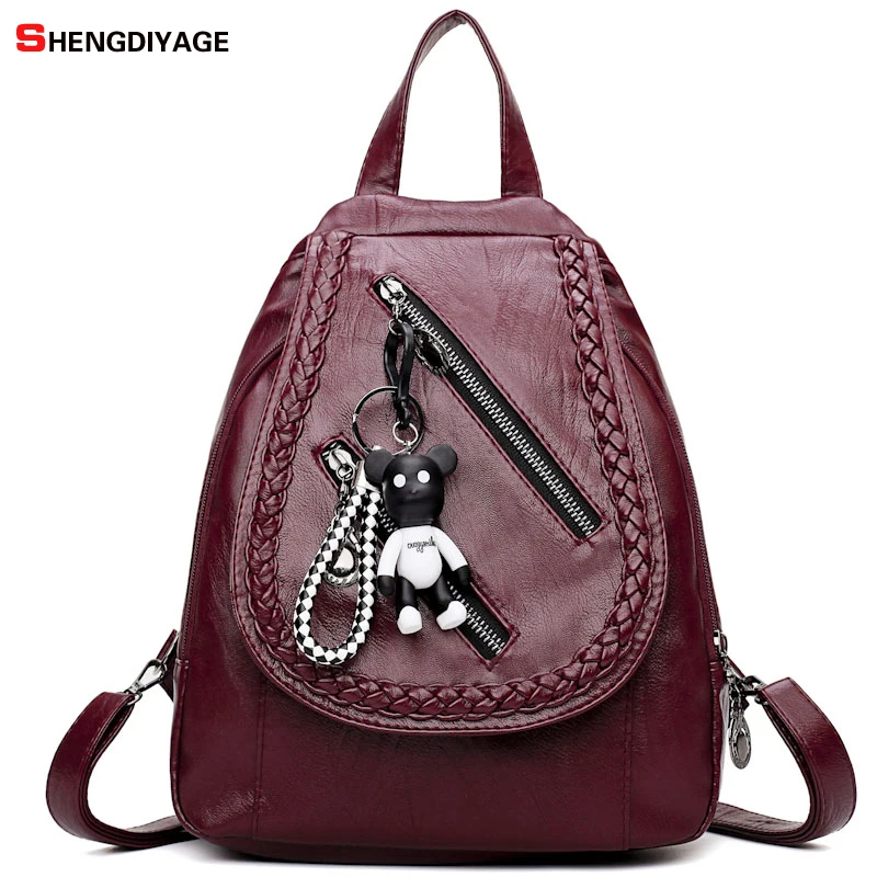 

Sac A Dos Femme Women Backpack PU Leather Bagpack Design Women Casual Daypacks Mochila Female Schoolbag For Teenager Girls