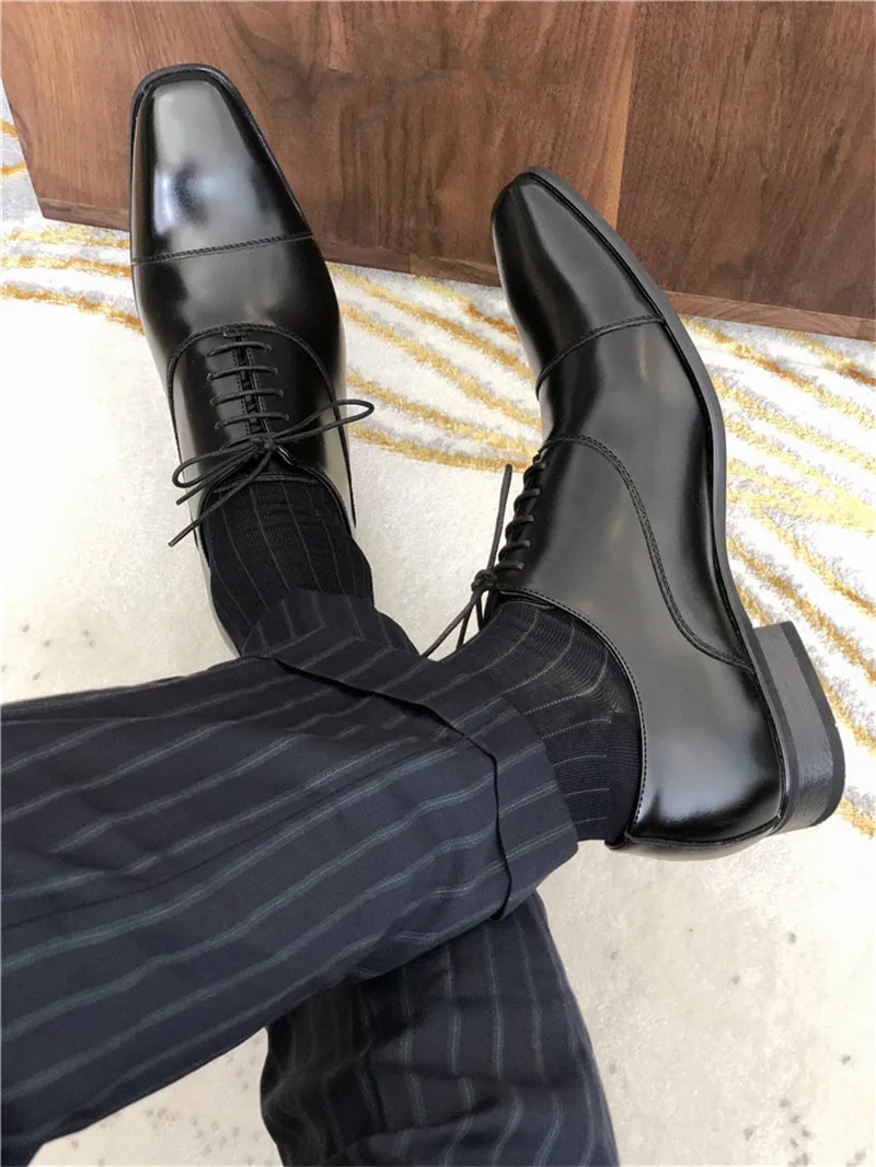 Новые кожаные Мужские туфли ручной работы офиса Бизнес на свадьбу цвет синий, черный; большие размеры; Эксклюзивная тесьма; на шнуровке; классические туфли-оксфорды Для мужчин обувь кожаный