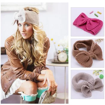 

2016 Big butterfly Knitted Headbands Ear Warmer Fashion Accessory Women's Fashion Hair Accessories Gifts For Women lady