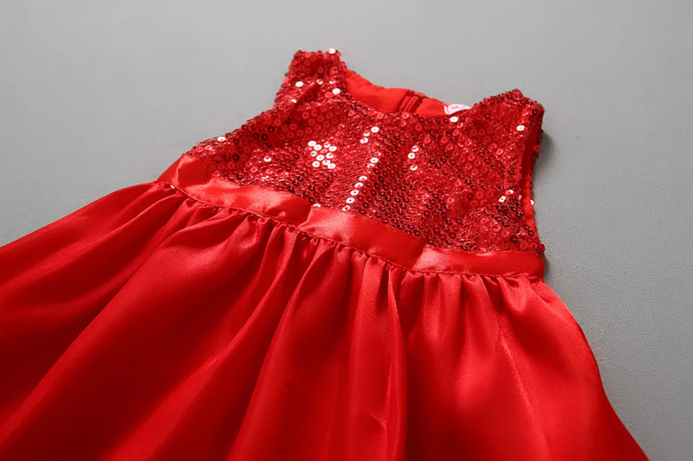 Детское платье для маленьких девочек для рождественской вечеринки красные платья-пачки с пайетками Xmas лучший подарок Vestido Festa Детская одежда для малышей