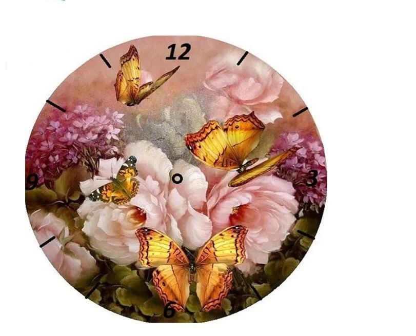 Бриллиант uzequ Вышивка Полный Круглый 5D DIY алмазная живопись настенные часы вышивка крестиком Стразы картина цветок часы настенное искусство - Цвет: clock painting