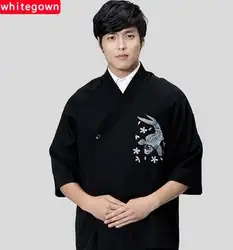 Горячие унисекс японский стиль Корея средний рукав шеф-повар униформа шеф-повар официант рабочая одежда официантка рубашка Ресторан Кук