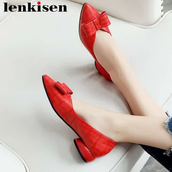 

Bride wedding sheep leather classic butterfly-knot low heels slip on oxford pointed toe dress elegant fashion big size pumps L18