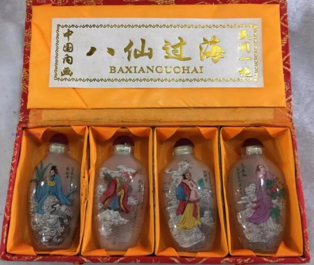 

christmas decorations for home+ CHINESE GLASS IN PAINTING OLD COLLECTIBLES "FOUR SNUFF BOTTLE