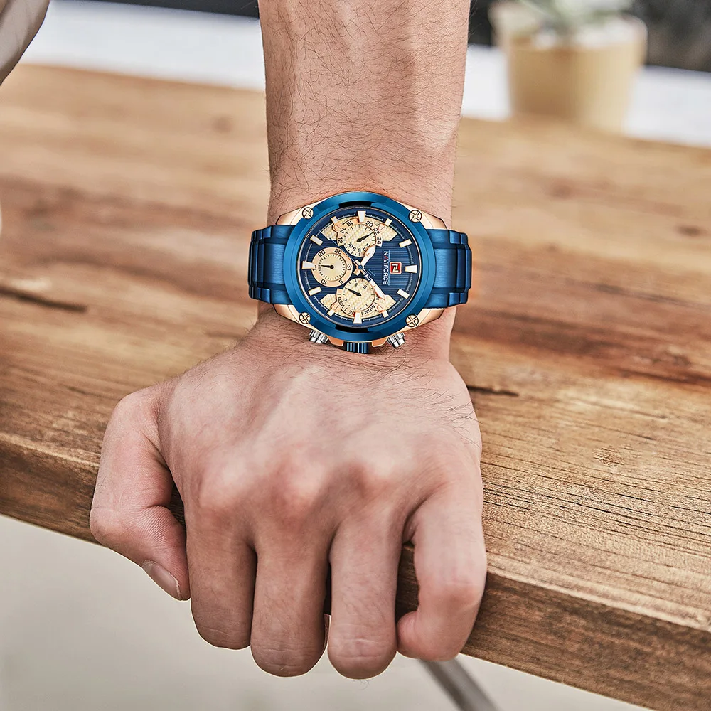 Часы NAVIFORCE мужские модные спортивные кварцевые водонепроницаемые из