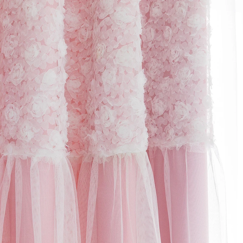  CITYINCITY Blackout + LACE Curtains For Living room Double layer elegant white Small daisy Lace kid - 33034587933