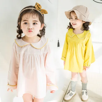 

1 - 6 yrs toddler girl dresses cute baby yellow princess mini dress fall frocks for girls long sleeve dress winter kids costume
