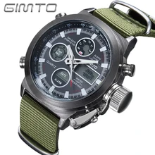 GIMTO 2017 Montres Hommes Marque De Luxe Sport Plongée 30 m LED Numérique Montres Nylon Quartz Mens Montre reloj hombre Relogio Masculino