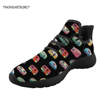 

Twoheartsgirl Campers Caravan Men Sneakers Breathable Mesh Mens Shoes Casual Lace-up Shoes Flats Zapatillas Hombre Plus Size