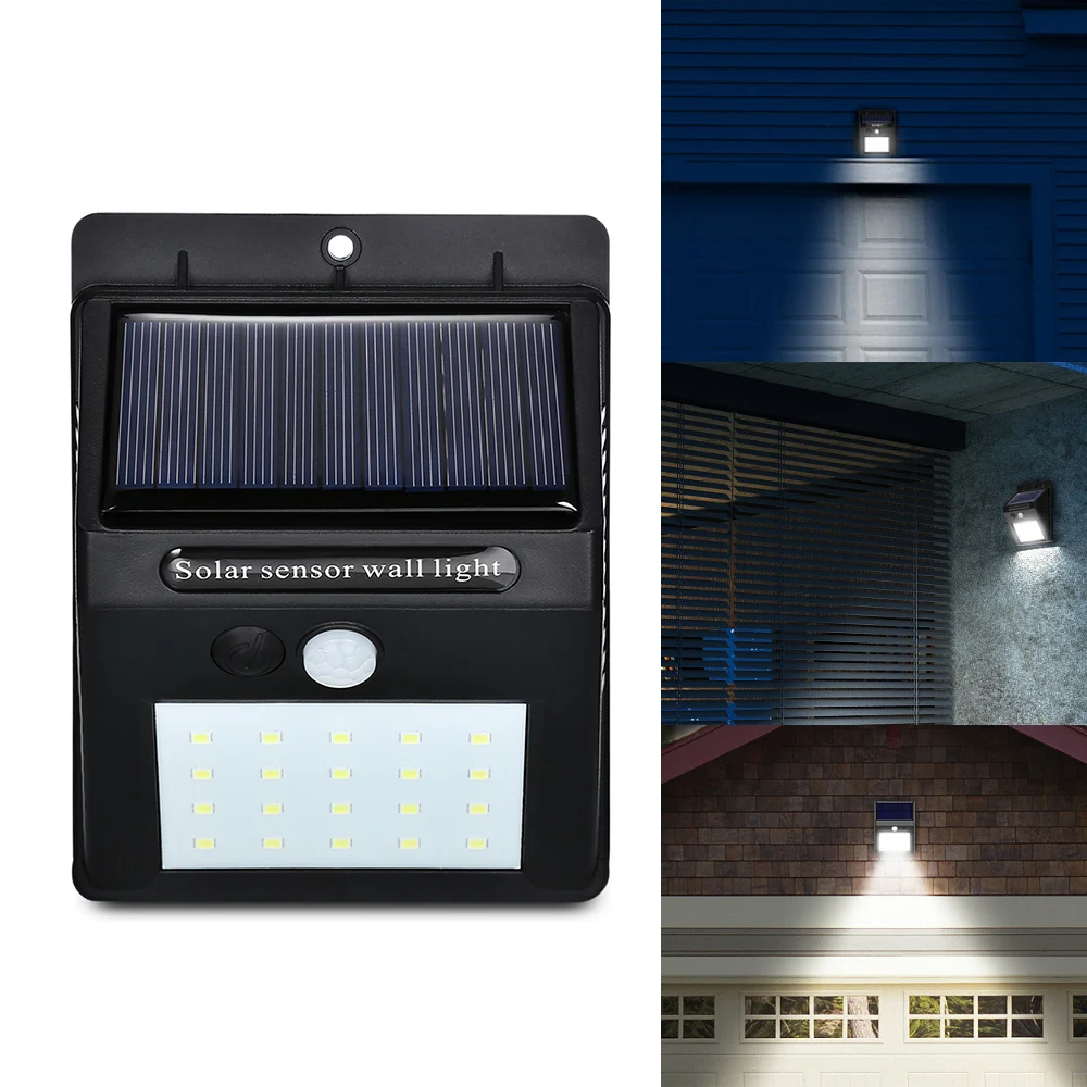 4X 20LED Solar Power PIR Motion Sensor Wall Lights Outdoor Garden Security Lamp
