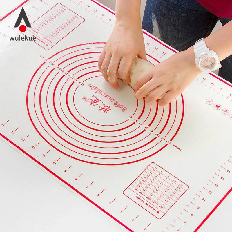 Wulekue Silicone Kitchen Mats Gadget Rolling Cutting Fondant Cake Dough