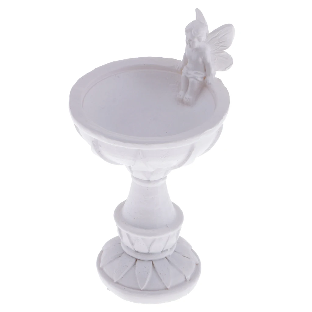 1/12 Dollhouse Miniature Bird Bath Fountain Fairy Garden Accessories White