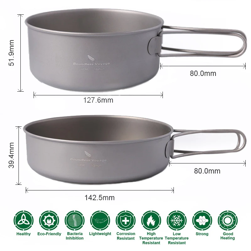 Viagem ao ar Pote de Titânio Utensílios de Mesa Conjunto com Alça Ilimitado Livre Colher Spork Fogão Conjunto Acampamento Caminhadas Dobrável Pan 2 High Quality Esporte e Lazer
