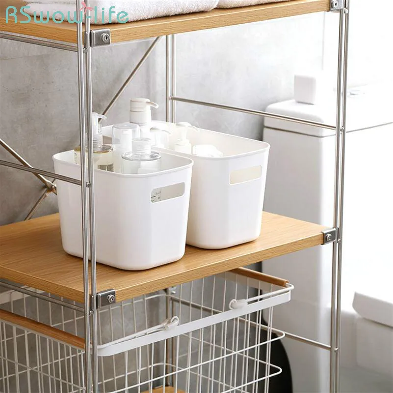 

Plastic PP Basket Kitchen Snack Box Bathroom Desktop Basket Cosmetics Basket Household Tools Stacking Storage Office Organizers