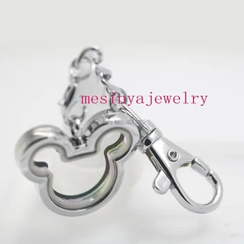 

10pcs high polished magnet plain cute mickey memory living glass locket key rings keychains Xmas mother's gift