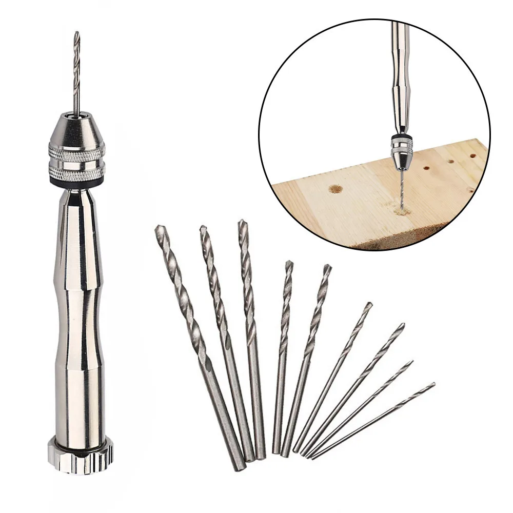 

10Pcs Twist Mini Drills Micro Tools Aluminum Twist Drills Micro With Keyless Chuck Rotary Tools Micro Drill Hand