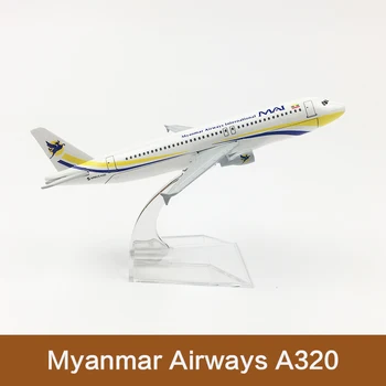 

16cm Myanmar Airlines Airplane Model A320 Metal Diecast Aviation Model MAI International Airways Aircraft Model Scale Toys 1:400