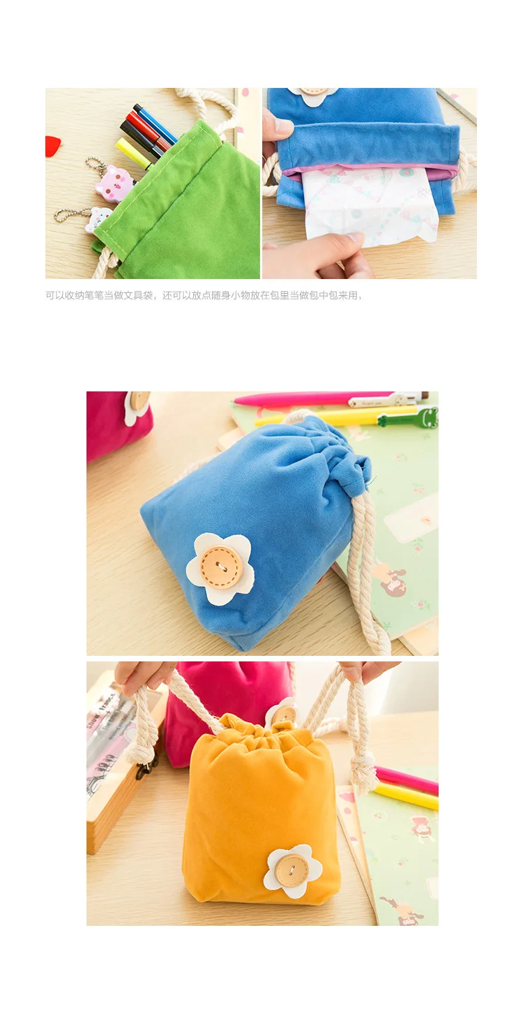 Модные Портативный Drawstring сумки девушки Яркие сумки Для женщин хлопок дорожная сумка-мешок для хранения Одежда ручная сумочка косметичка