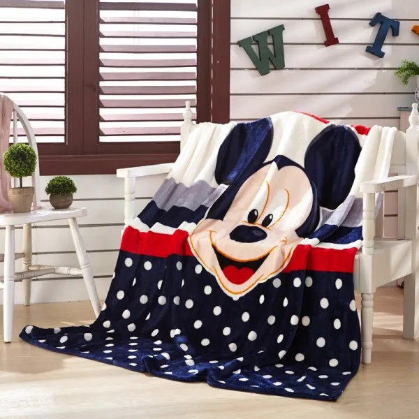 Дисней мультфильм Винни Микки Маус Ститч мягкий фланелевый плед для маленьких девочек мальчиков на кровать диван диване 150X200 см детский подарок - Цвет: Navy Blue Mickey