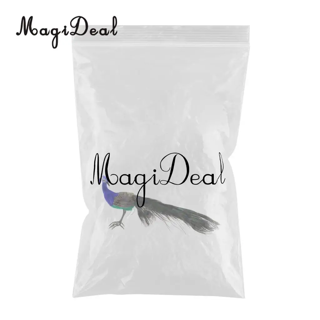MagiDeal long tail beautiful feathered artificial peacock bird model large 50cm peacock handicraft prop home garden decoration