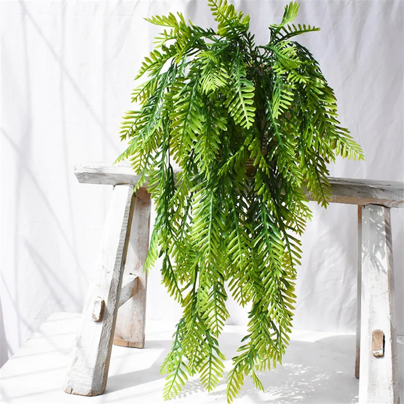 

one Artificial Green Wall Plant Fake Plastic Hanging Grass 31.5" for Floral Arrangement Part Wedding Decoration