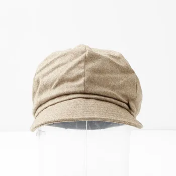 

Free shipping High Quality Casual Woman Berets Lady Painter style Newsboy hats Wool Octagonal Bonnet soft walking cap Short Brim