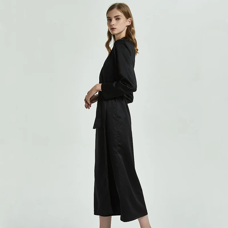 Халат кимоно Женский Длинный Шелковый атласный с поясом|Халаты| |