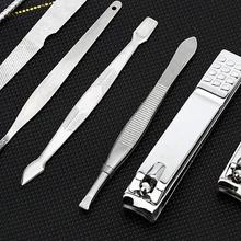 Топ продаж 12 в 1 из нержавеющей стали машинка для стрижки ногтей дорожный Набор ногтей Резак Маникюр Уход Триммер наборы с кожаным чехлом