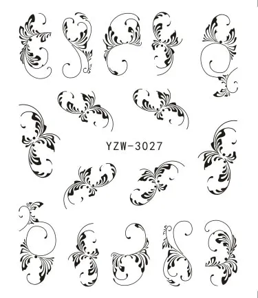 FWC 1 предмет ногтей наклейки Водные Наклейки Бабочка Цветочный животного черный, Белый Цвет Геометрия ползунок Маникюр Nail Art Украшение