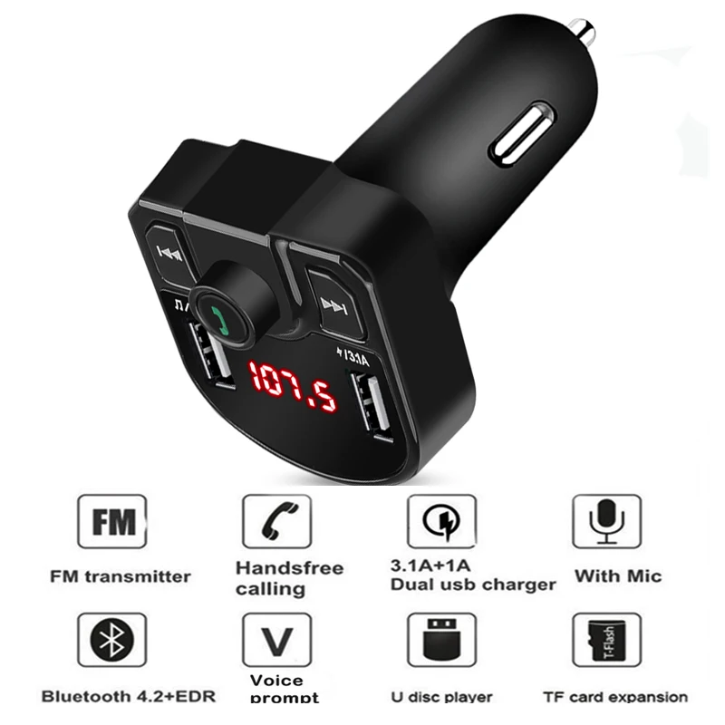 USB AUX комплект беспроводной связи bluetooth для автомобиля Handsfree 3.1A двойное зарядное
