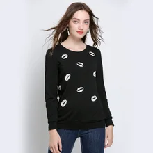 Женский полиэстер Повседневный трикотажный полный осенний цветной большой размер