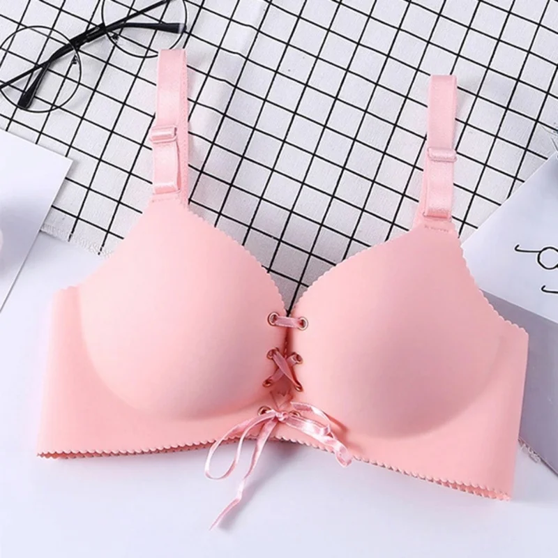 

Gather Adjustable Intimates Fashion Women Lace Up Bras Sexy Seamless Push Up Bras Brassiere