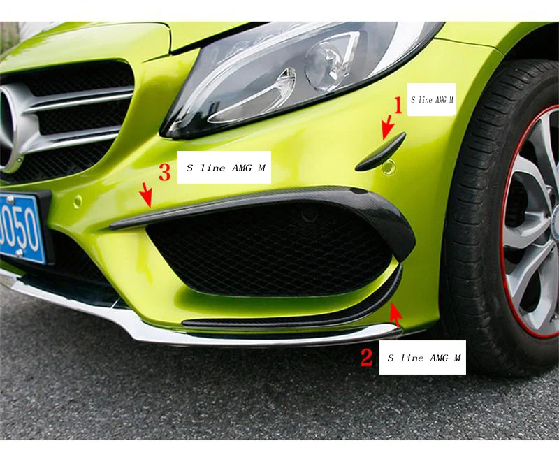 Стайлинга автомобилей противотуманные крышка решетки рейки углеродное волокно огни Обложка украшения полоски для Mercedes Benz C Class W205 аксессуары