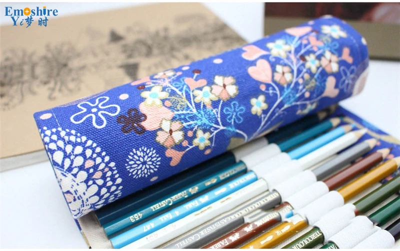 Emoshire Cotton canvas fabric cute little deer male and female large - capacity color lead pencil pencil pencil pencil (11)