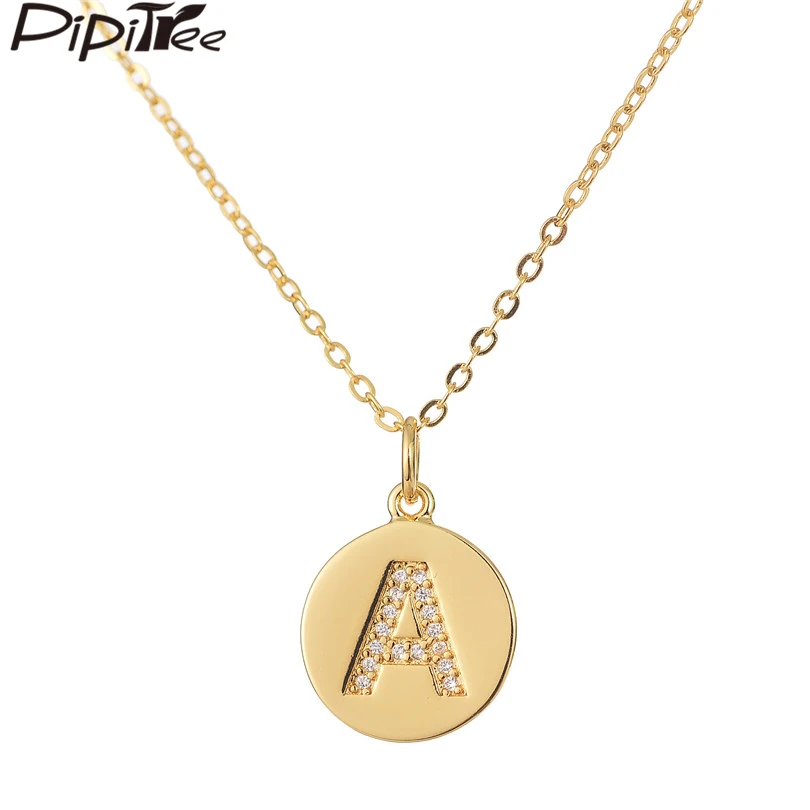 

Pipitree 2019 New CZ Zircon A-Z 26 Alphabet Letter Initial Pendant Necklaces Gold Color Chain Choker Necklace for Women Jewelry