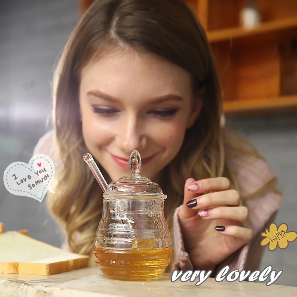 Акриловая прозрачная банка для меда бутылка для приправ фруктовый джем сок мед пчелы контейнер для хранения мед горшок с ковшом и крышкой