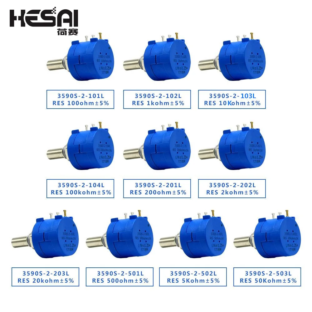 3590S-2-103L 3590 S 10 к-омовая точность многооборотный потенциометр 10 кольцо регулируемый резистор 3590 S 500 1 к 2 к 5 к 20 к 50 к 100 к ом