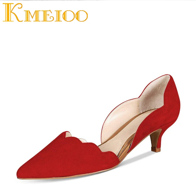 

Kmeioo 2018 Kitten Heels Slip On Pointed Toe Woman Shoes Two Piece Low Heel Pumps Kitten Heel Sandals Party Office Ladies Shoes