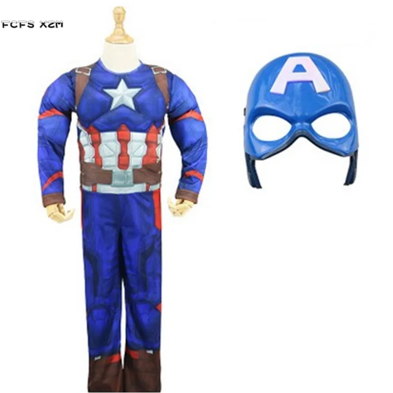 

Halloween The Avengers CostumeS for Children Kids Muscle Captain America Thor Batman Hulk SpiderMan Superman Cosplay party dress