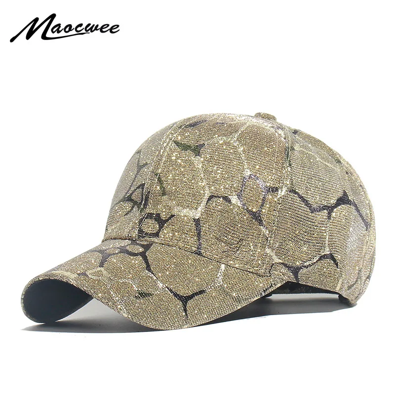 

Camouflage Baseball Cap Woman Man Dad Cap Shiny Glitter Couple Lovers Hip Hop Adjustable Solid color Snapback Plain Black Bones