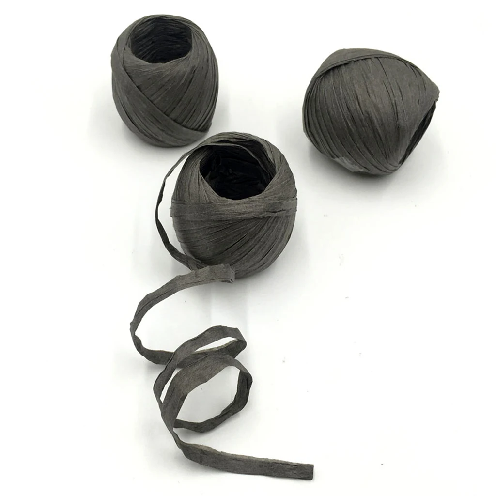 Hot sale 2018 20m/Roll Raffia Paper Ribbon Gift Package String Scrapbooking gray 