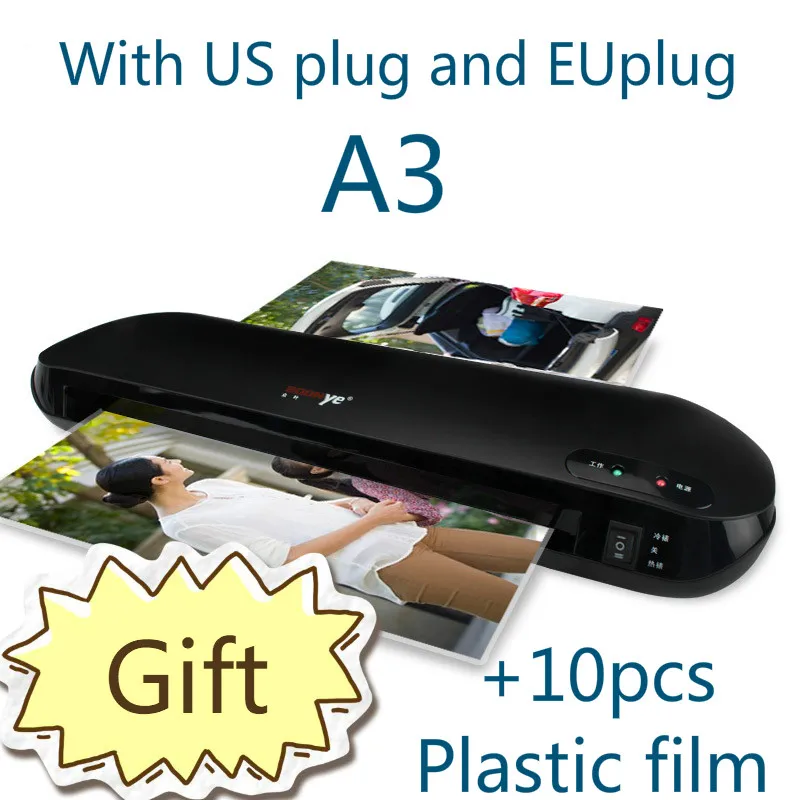 

A3 Photo Paper Hot and Cold Thermal Laminator Machine Quick Warm-up Fast Laminating Speed with Pouch Board EU Plug