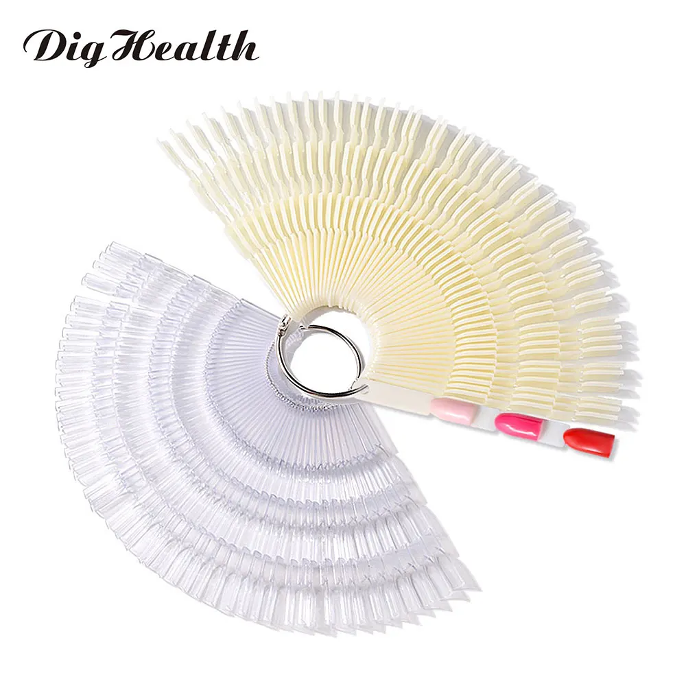 

Dighealth False Nail Tips Fan Color Card Nail Art Display Detachable Artificial Fake Nails Practice Acrylic UV Gel Polish Tool